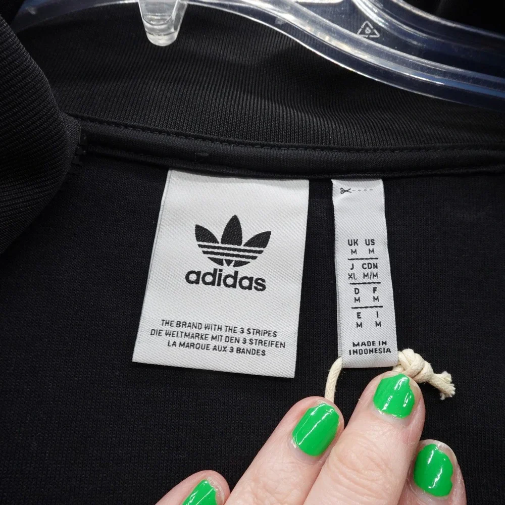 Adidas Funnelneck TT Track Jacket M Black Men Originals 3Stripe Zip Pullover NEW
